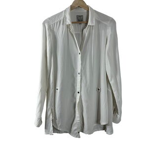 Go By GoSilk Women's Top Ivory 100% Silk Long Sleeves Button Down Blouse Size XS